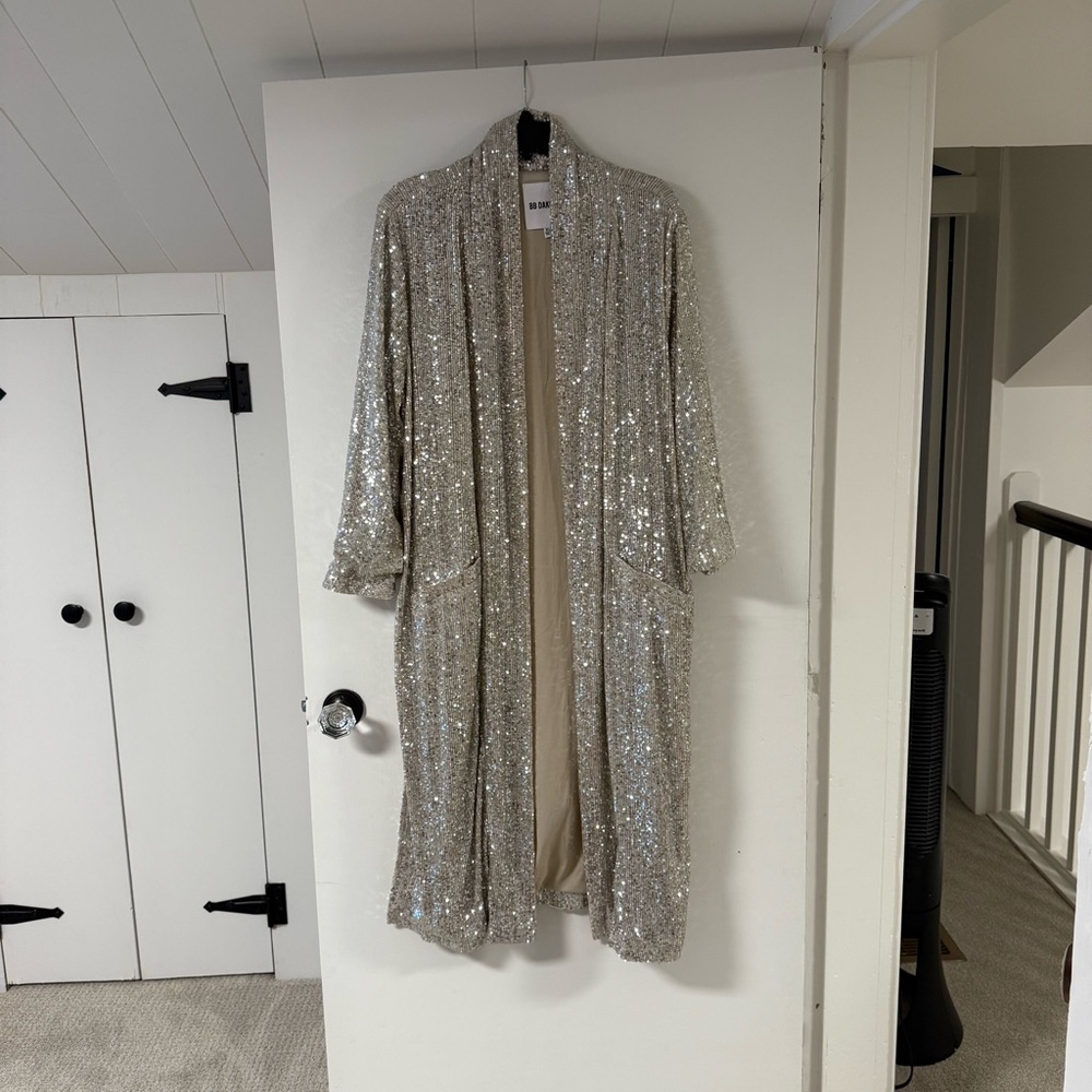 BB Dakota Silver Sequin Duster Jacket